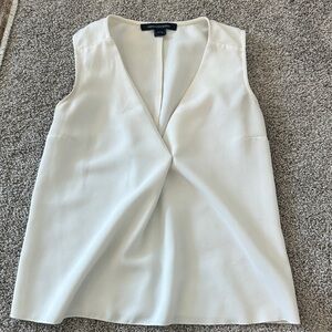French Connection Cream V-Neck Sleeveless Blouse